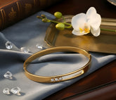 Luxury Titanium Steel Bracelet with Diamond Inlay, Non-Fading Groove Design – Chic Sliding Bangle for Girls