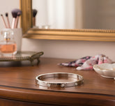 Minimalist Zircon Inlay Stainless Steel Bracelet – Silver & Gold Finish | Unisex Daily Wear