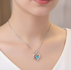 Heart Crystal 925 Sterling Silver Necklace For Women