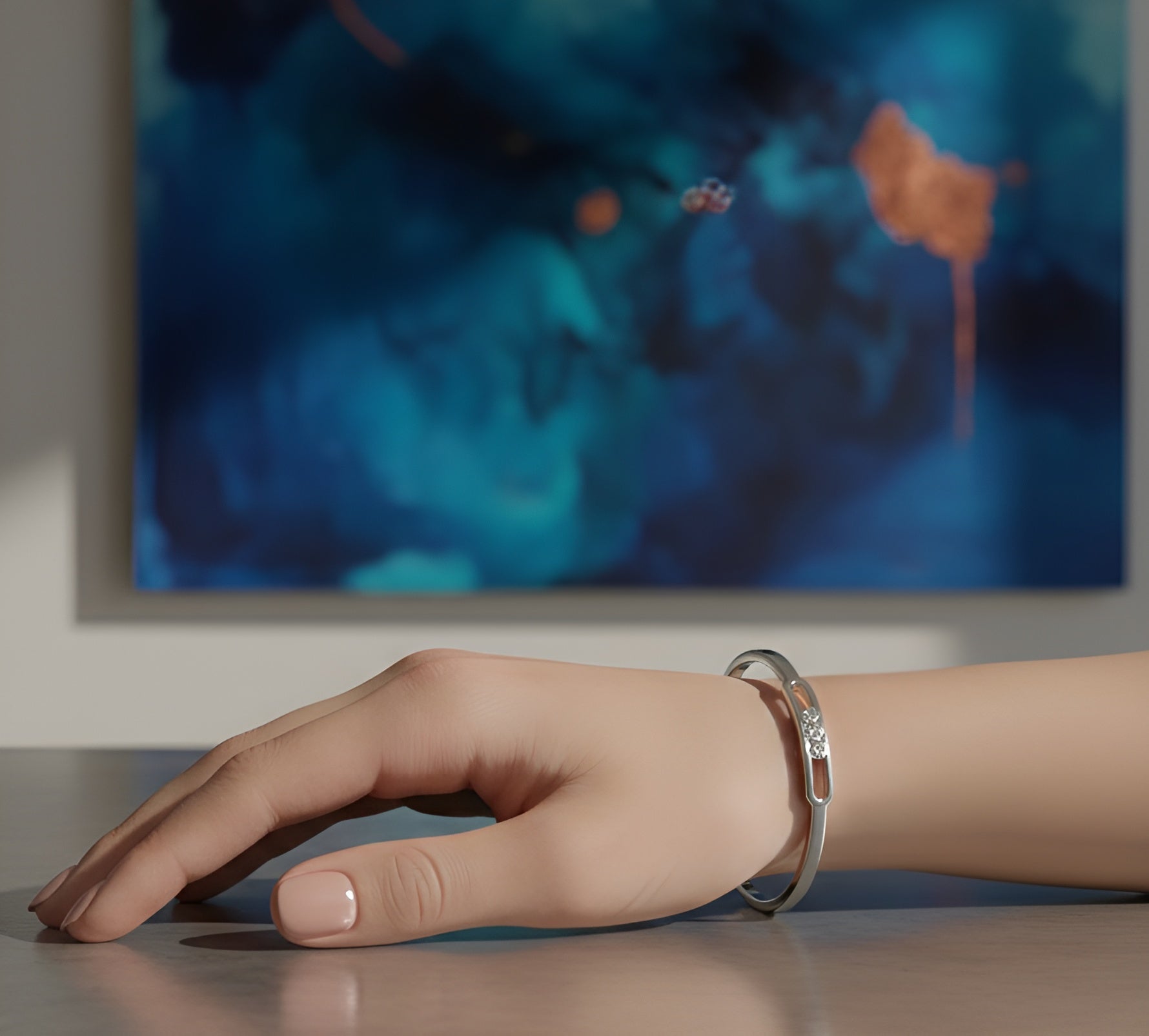 Classic Slideable 3 Zircon High Quality Stainless Steel Bangle For Women