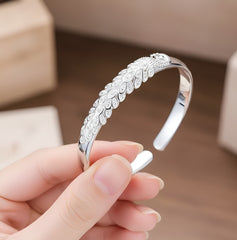 925 Sterling Silver Peacock Opening Screen Bracelet For Women