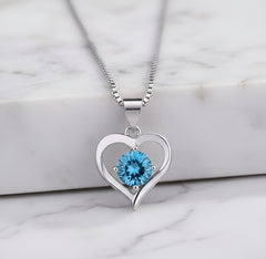 Heart Crystal 925 Sterling Silver Necklace For Women