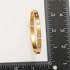 Minimalist Zircon Inlay Stainless Steel Bracelet – Silver & Gold Finish | Unisex Daily Wear