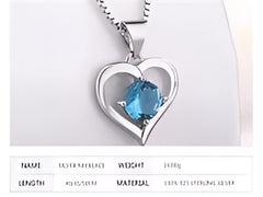 Heart Crystal 925 Sterling Silver Necklace For Women