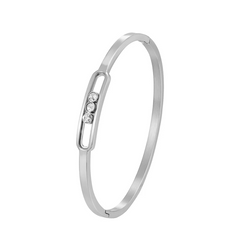 Classic Slideable 3 Zircon High Quality Stainless Steel Bangle For Women