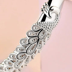 925 Sterling Silver Peacock Opening Screen Bracelet For Women